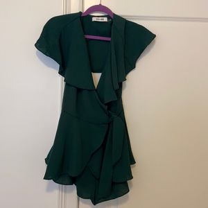 hunter green DO+BE romper. size small